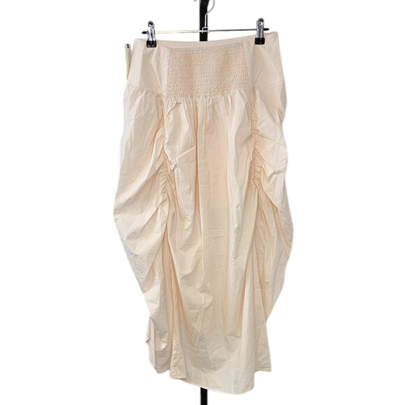 Anthropologie Draped Poplin Midi Skirt Light Pink Size Medium Ruched Whimsy NWT - Picture 5 of 8